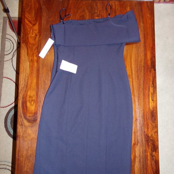 Eliza J Off the Shoulder Scuba Crepe Cocktail Dress, Size 10 - Navy - Picture 3 of 7